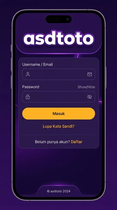 Tampilan halaman login asdtoto